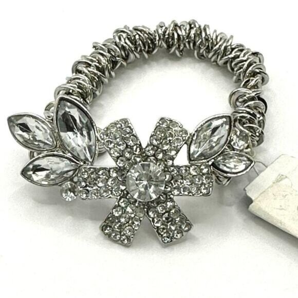 Simply Vera By Vera Wang Jewelry - Simply Vera by Vera Wang Silver Tone Stretch Chain Rhinestone Bracelet